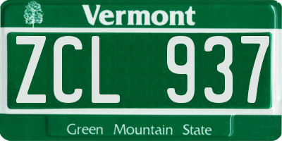 VT license plate ZCL937
