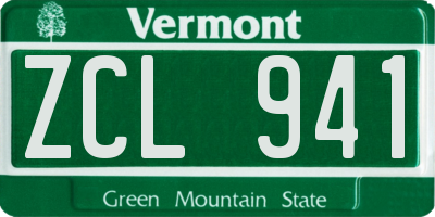 VT license plate ZCL941