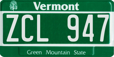 VT license plate ZCL947