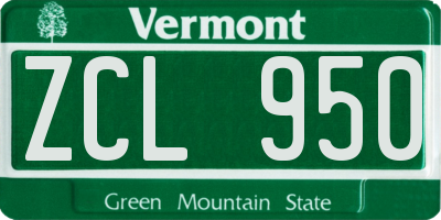 VT license plate ZCL950