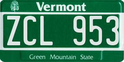 VT license plate ZCL953