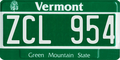 VT license plate ZCL954