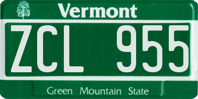 VT license plate ZCL955