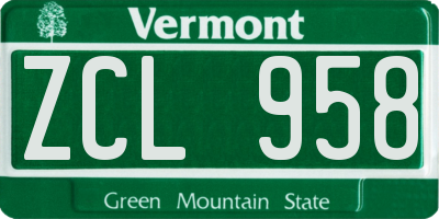 VT license plate ZCL958
