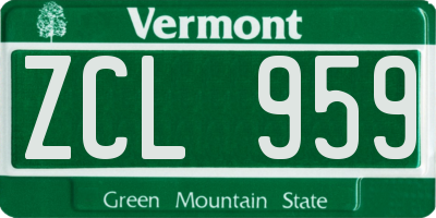 VT license plate ZCL959