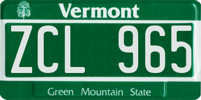 VT license plate ZCL965