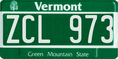 VT license plate ZCL973
