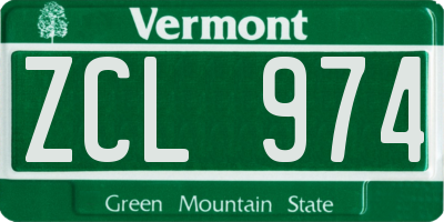 VT license plate ZCL974