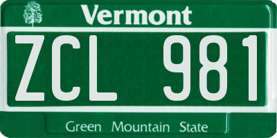 VT license plate ZCL981