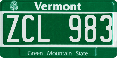 VT license plate ZCL983