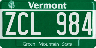 VT license plate ZCL984