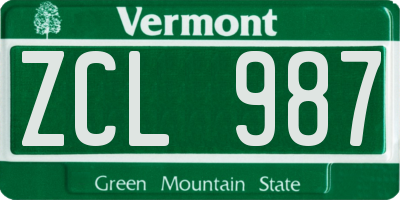 VT license plate ZCL987