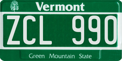 VT license plate ZCL990
