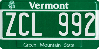 VT license plate ZCL992