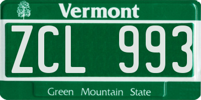 VT license plate ZCL993