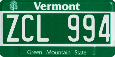 VT license plate ZCL994