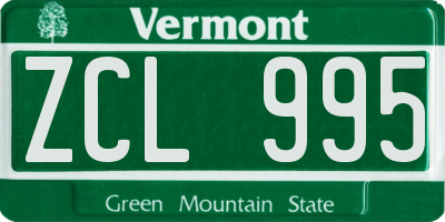 VT license plate ZCL995