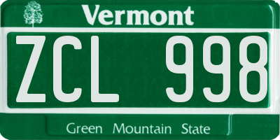 VT license plate ZCL998