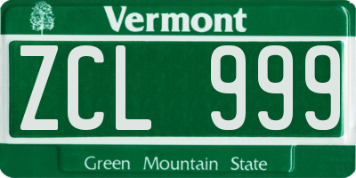 VT license plate ZCL999