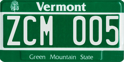 VT license plate ZCM005
