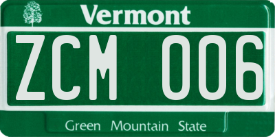 VT license plate ZCM006