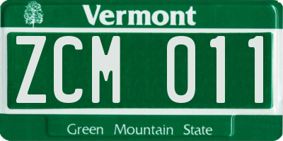 VT license plate ZCM011