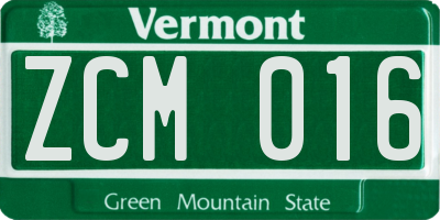 VT license plate ZCM016