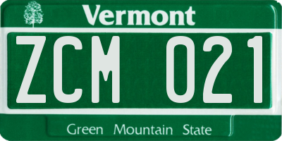 VT license plate ZCM021