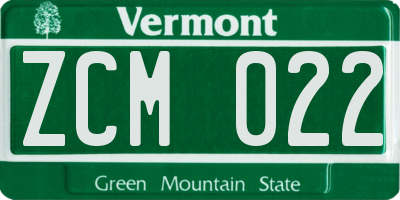 VT license plate ZCM022