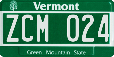 VT license plate ZCM024
