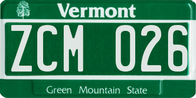 VT license plate ZCM026