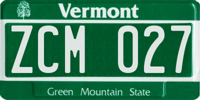 VT license plate ZCM027