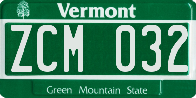 VT license plate ZCM032