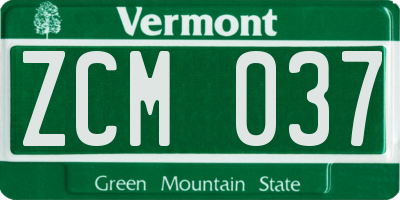 VT license plate ZCM037