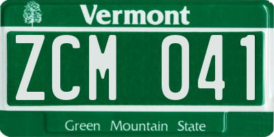 VT license plate ZCM041