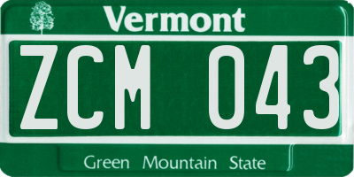 VT license plate ZCM043