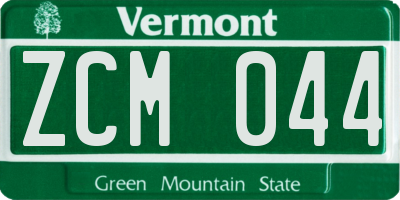 VT license plate ZCM044