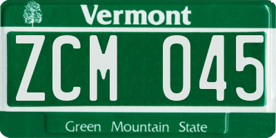 VT license plate ZCM045