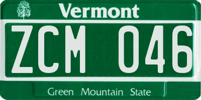 VT license plate ZCM046