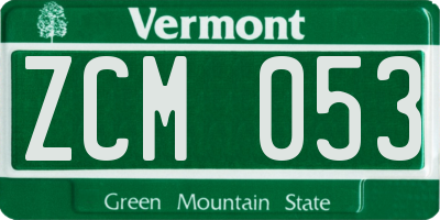 VT license plate ZCM053
