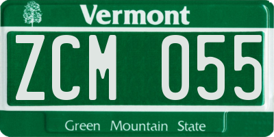 VT license plate ZCM055