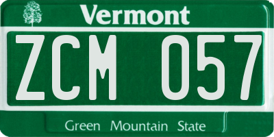 VT license plate ZCM057