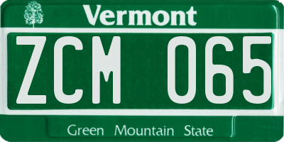 VT license plate ZCM065
