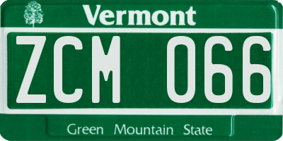 VT license plate ZCM066
