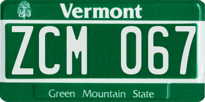 VT license plate ZCM067