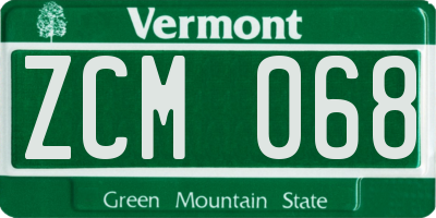 VT license plate ZCM068