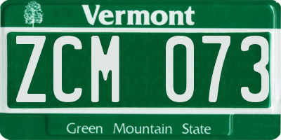 VT license plate ZCM073