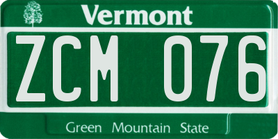 VT license plate ZCM076