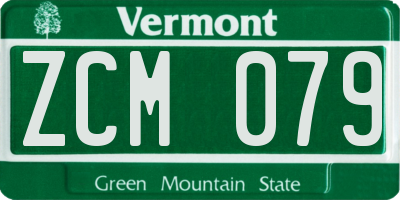 VT license plate ZCM079