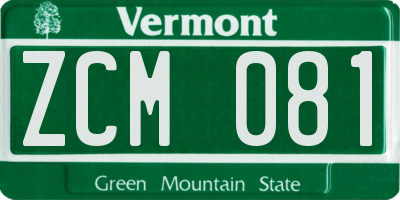 VT license plate ZCM081